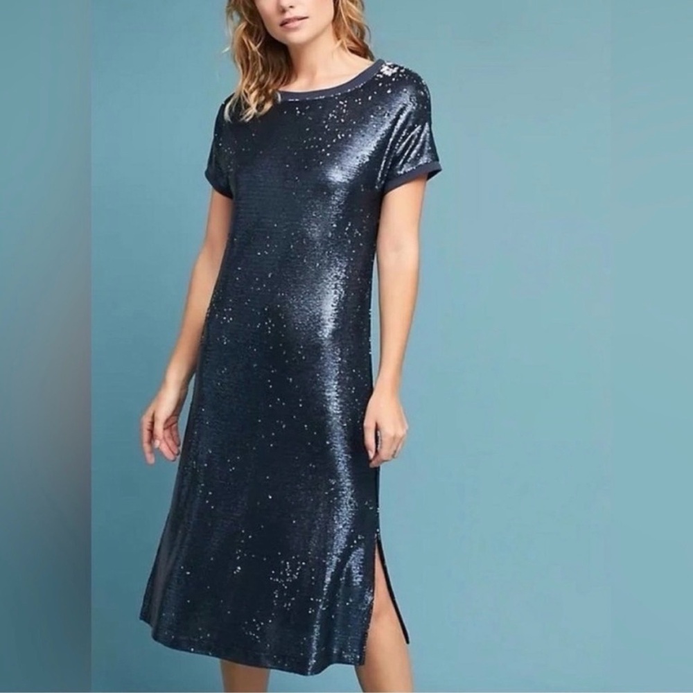Anthropologie Moulinette Souers Sequin shift Dress XS interstellar